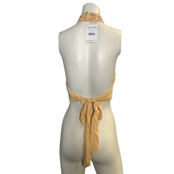 NWT Free People Nectar Halter Crop Top XS Embroidered Boho Eclectic Festival - Picture 3 of 7